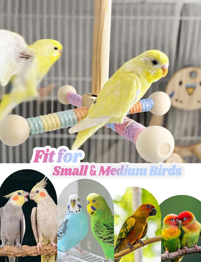 Bird Stand Perch Toy for Small & Medium Birds, 360° Rotating Natural Wooden Parrot Perchs for Bird Cages, Interactive Spinning Toy fo Parrot Parakeets Cockatiels Lovebirds Conures Finches Budgies - PawsPlanet Australia