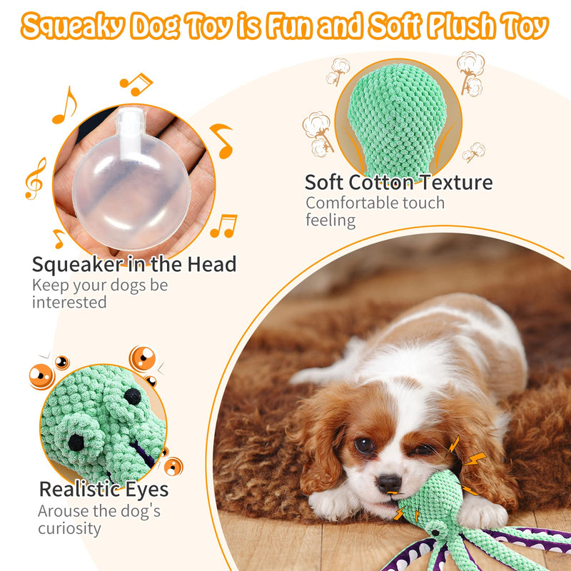 Squeaky Dog Toys for Large Dogs: Plush Dog Toys with Soft Fabric - Pet Toys for Small, Medium, and Large Dogs - Puppy Toys to Keep Them Busy Green - PawsPlanet Australia