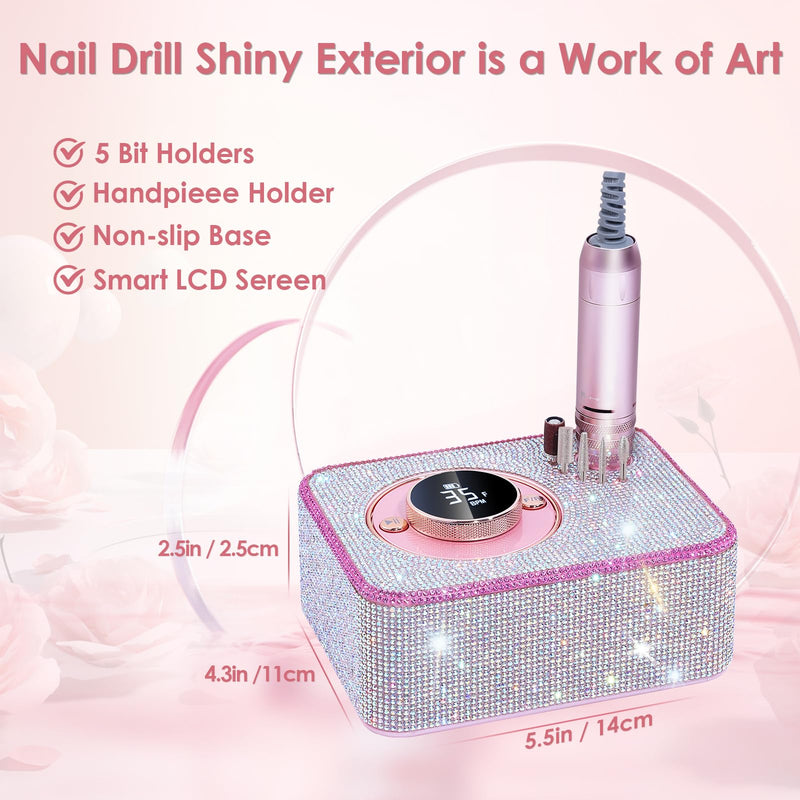 Electric Nail Drill 35000 RPM, Professional Rechargeable Nail File Kit, Nail Drill Machine, Acrylic Nail Kit for Any Manicure, Pedicure, Ideal Nail Art Tools, Designed for Salon, Home Rechargeable 35000 RPM Diamond - PawsPlanet Australia