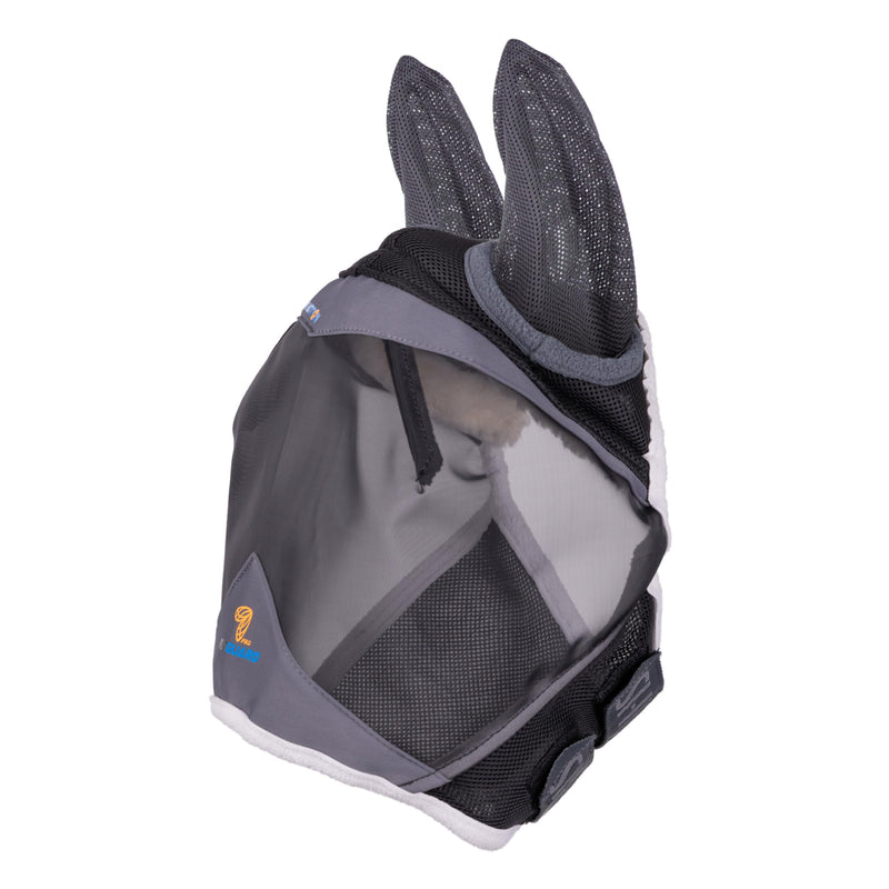Shires FlyGuard Pro Air Motion Fly Mask with Ears – Full Size | Lightweight Breathable Air Motion Fabric for Superior Comfort | Protects Against Flies & Insects | Secure Fit | Dark Grey