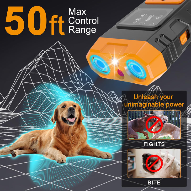 Anti Dog Bark Deterrent Devices : Portable Barking Training Devices Silencer for Dog Indoor Outdoor 50ft Long Range Rechargeable Long Battery Life Orange&Black L - PawsPlanet Australia