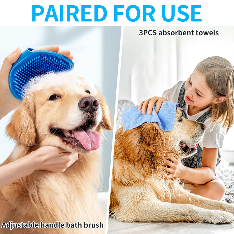 Dog Paw Cleaner with Handle for Large Dogs, (with 3Pcs Absorbent Towels & Adjustable Dog Bath Brush) Dog Paw Washer,Buddy Muddy Pet Foot Cleaner (Blue, Large) Blue - PawsPlanet Australia