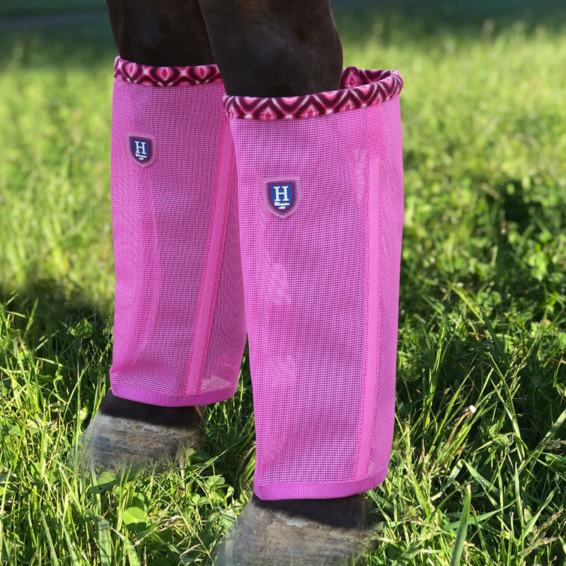 Fine Mesh Fly Boots Loose Fitting & Non-Slip Horse Fly Leggings Fleece Air Flow (Set of 4) Hot Fuchsia Large - PawsPlanet Australia