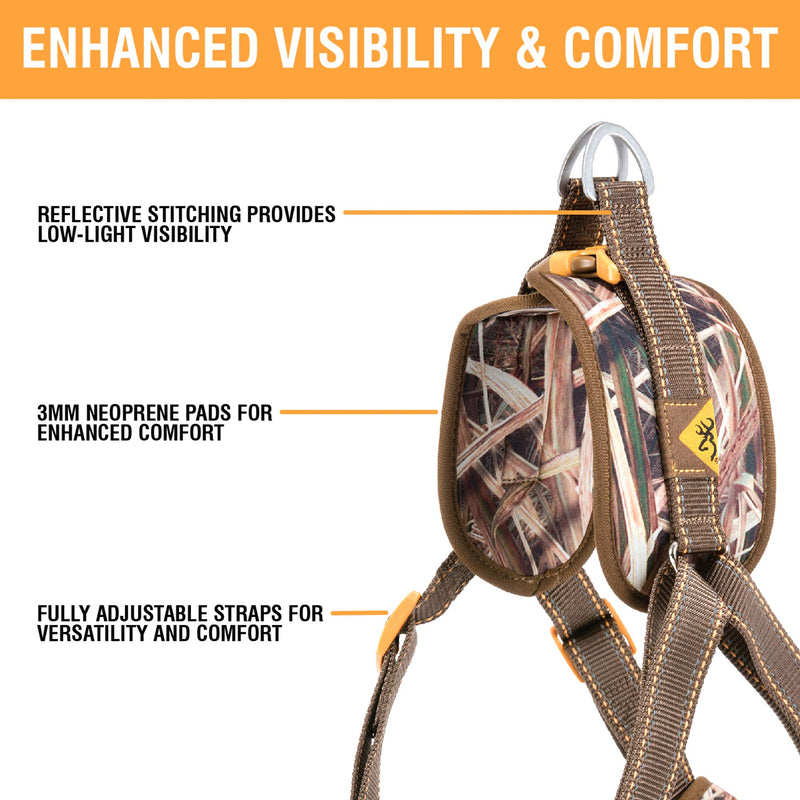 Browning Camo Dog Harness, No Pull Adjustable Reflective Pet Walking Vest Small Shadow Grass Blades - PawsPlanet Australia