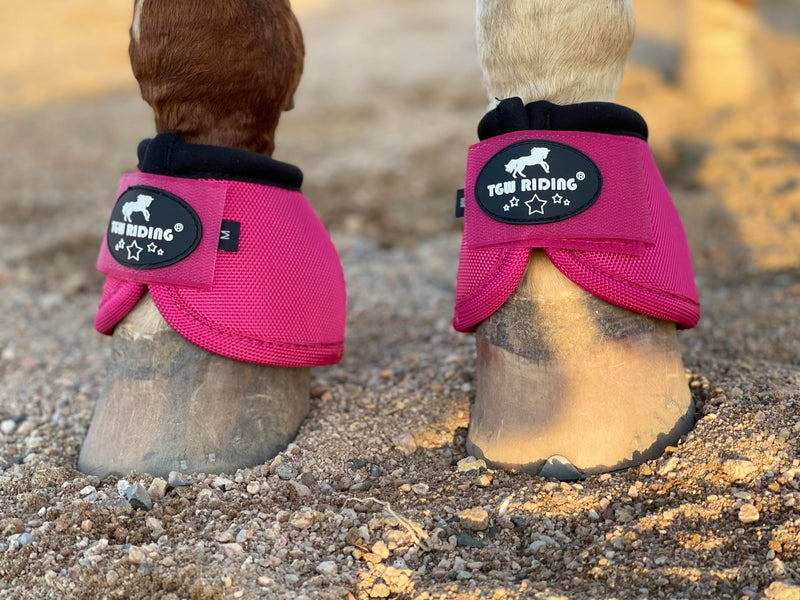 2520D Horse Bell Boots No-Turn Horse Bell Boots, Equine Ballistic Hoof Overreach Bell Boot, Pair Hot Pink Medium