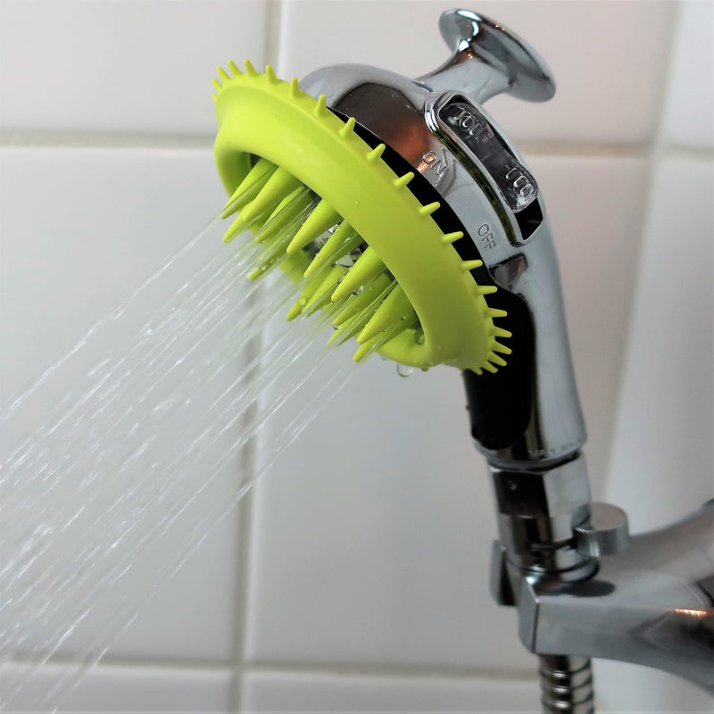 WD Handheld Shower Brush with On/Off Switch and Water Pressure Control | Shield Water While Brushing and Washing Simultaneously | Dog Washing Shower Attachment Deluxe - PawsPlanet Australia