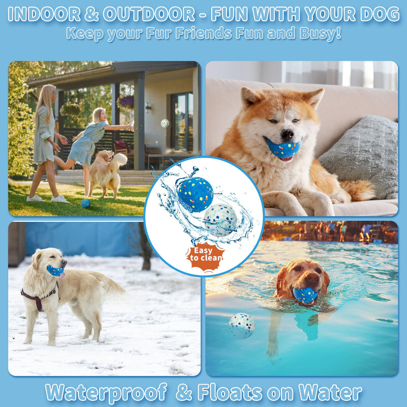 2 Pack Indestructible Dog Tennis Balls for Aggressive Chewers: Interactive Pet Toys, Herding and Jolly Ball for Dogs, Durable, Bouncy, and Water Toy Fetch Balls (White, Blue) - PawsPlanet Australia