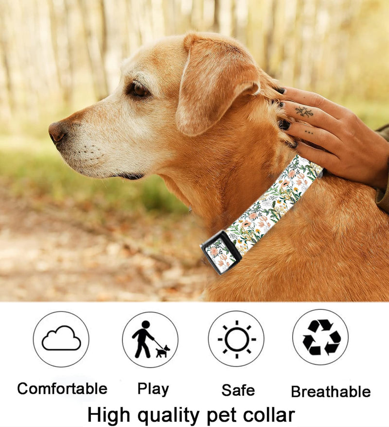 Dog Collar, Cute Dog Collar for Small Medium Large Dogs, Personalized Adjustable Soft Pet Collars with Quick Release Buckle for Walking Running, Beautiful Boho Leaf - PawsPlanet Australia