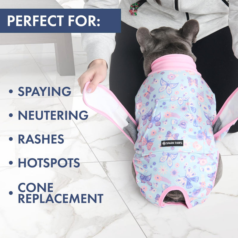 Spark Paws Dog Surgery Recovery Suit – Dog Recovery Suit After Surgery, Anti-Lick Dog Onesie, Abdominal Wound Protector, Soft Cone Alternative for Spay Neuter Male Female Pet Recovery - Butterfly, 4XL 12 Butterfly 4XL: 75-100lbs - PawsPlanet Australia