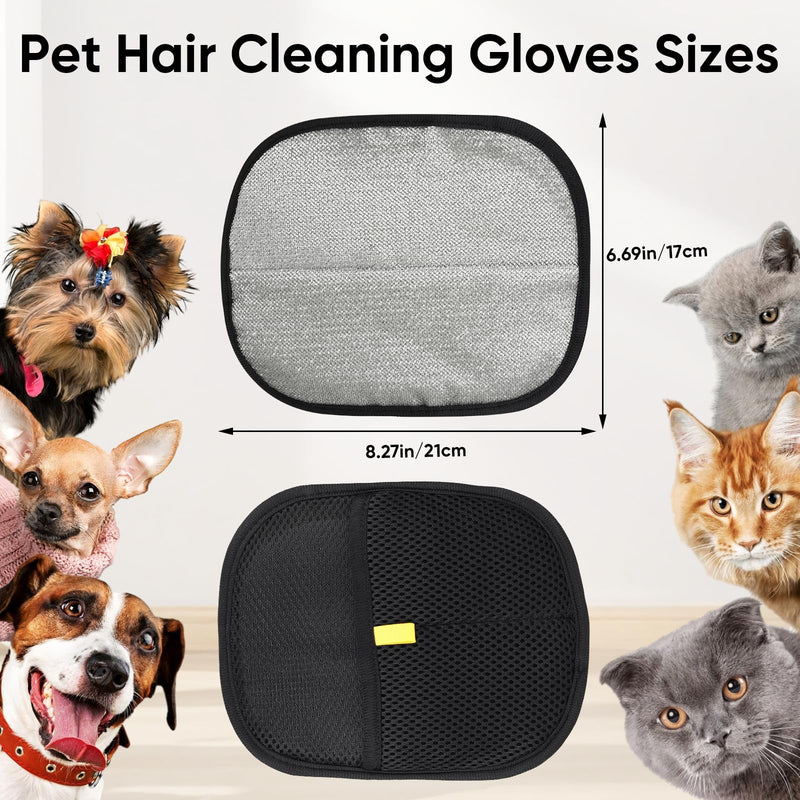 2Pcs Pet Hair Removal Gloves for Cats & Dogs，Reusable Pet Grooming Gloves for Furniture,Cars & Fabrics，Electrostatic Gloves Collect pet Hair in Neat Strips for Easy Clean - PawsPlanet Australia
