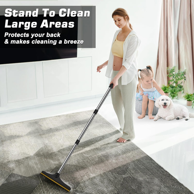 B-Land Carpet Rake for Pet Hair Removal, Reusable Pet Hair Remover with 60” Adjustable Long Handle, Carpet Scraper Dog Cat Hair Remover Tool for Rugs, Mats, Couch, Furniture Black - PawsPlanet Australia