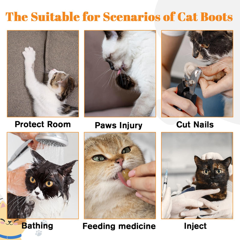 4 Pcs Cat Mittens to Prevent Scratching Adjustable Cat Claw Protectors Covers Mesh Breathable Cats Shoes Kitten Shoes Socks Booties Anti Scratch Kitten Foot Covers for Pet Bathing Cutting Nails - PawsPlanet Australia