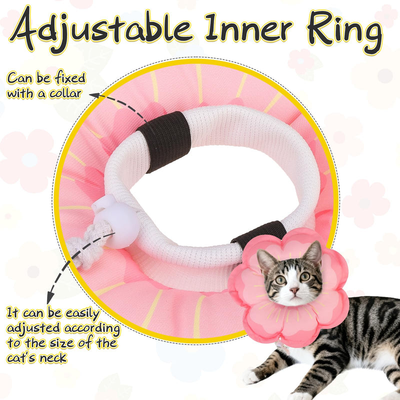 EXPAWLORER Cat Cone Collar Soft, Cat E Collar Recovery After Surgery to Stop Licking, Adjustable Waterproof Cute Neck Elizabethan Pet Kitten Puppy Donut Pillow for Cats Puppy Wound Healing, PinkM Medium Pink