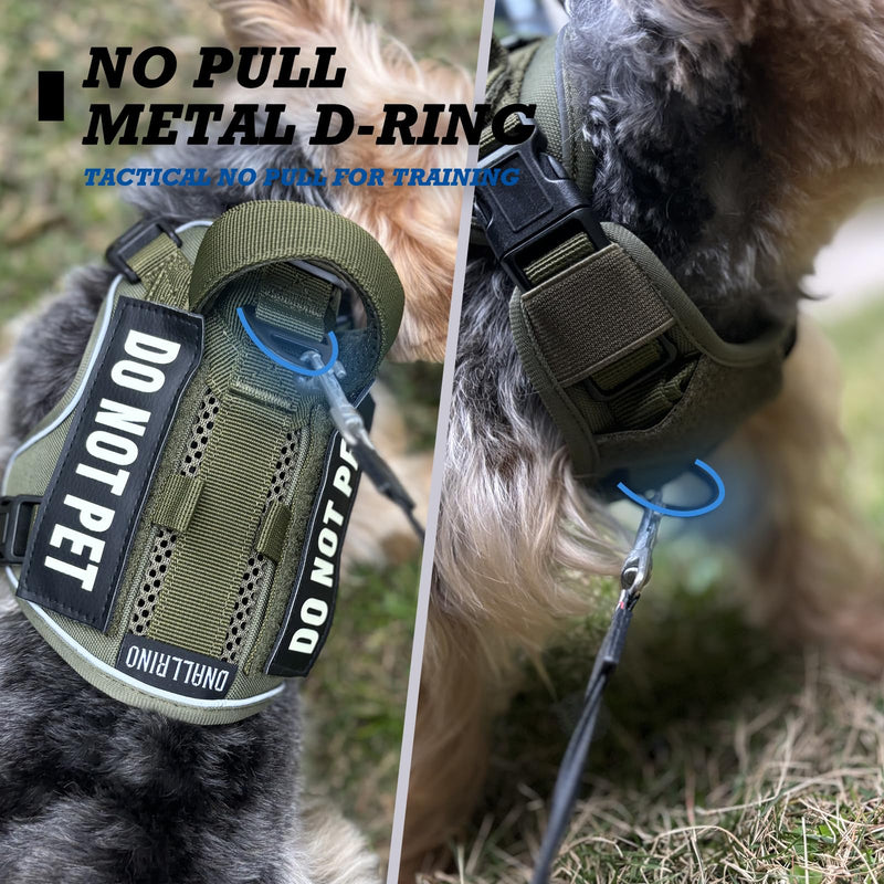 Tactical Dog and Cat Harness for XS and Small Puppy, Air Pet Vest No Pull with Reflective Do Not Pet Patches, Breathable Dog Molle Vests for Training Walking Hunting Green S - PawsPlanet Australia