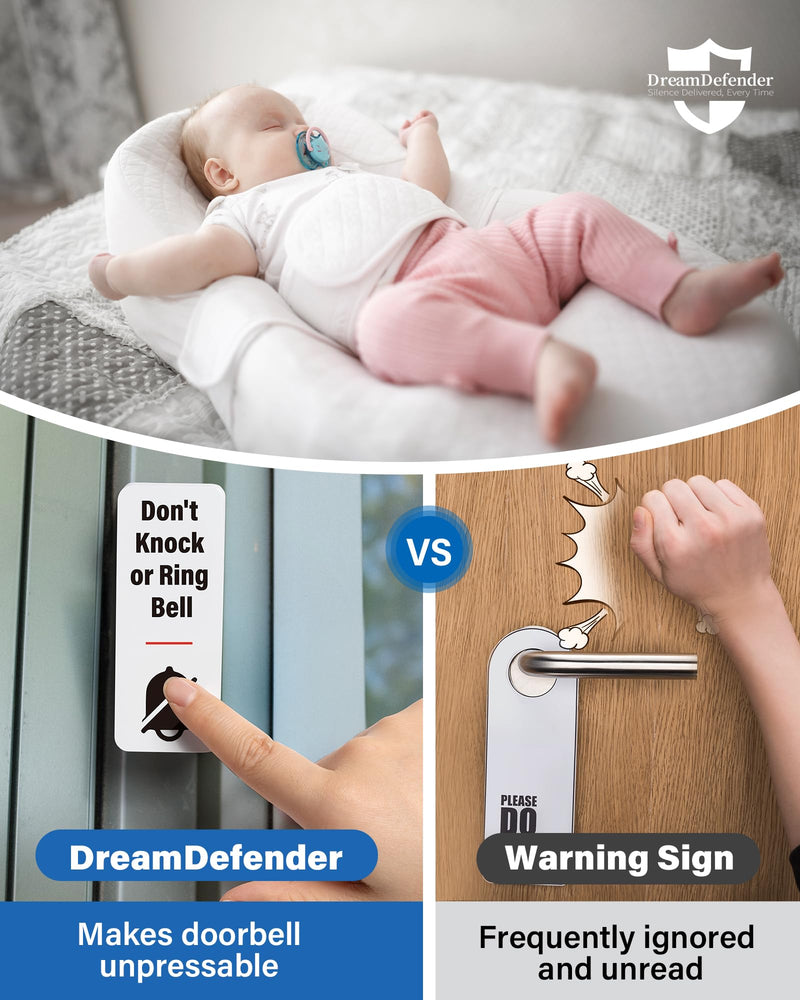 NapDefender Doorbell Cover Doorbell Button Cover, Dont Ring Doorbell Sign-Do Not Ring Doorbell Sign Please Do Not knock, No Solicitation Solutions for Uninterrupted Nap, Baby Sleep, Dog Barking White - PawsPlanet Australia