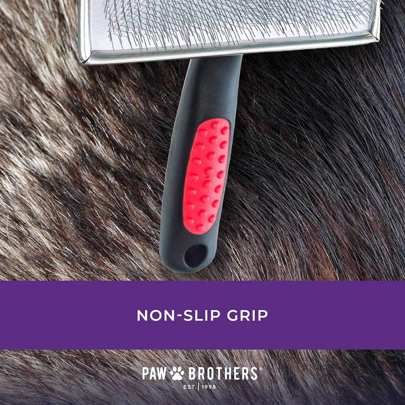 Ryan's Pet Supplies Paw Brothers Flat Slicker Brush for Dogs, Dog Brush for Short Haired Dogs, Professional Grade, Coated Tips, Gentle on Skin, Maximum Coverage, Medium, 3.5 in x 1.625 in Medium 3.5 X 1.625in - PawsPlanet Australia