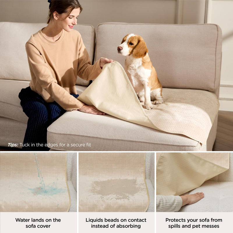 Bedsure Waterproof Couch Cover for Dogs Washable - Waterproof Blanket for Large Dogs Couch Sofa Bed Cozy, Lightweight Furniture Protector for Pet Cat Quick Drying, Sandy Tan, 52x82IN 52x82 inch - PawsPlanet Australia