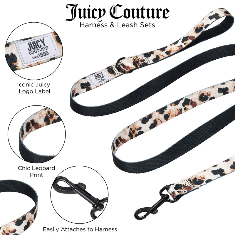 Juicy Couture Leopard Print Dog Harness and Leash Set – Adjustable Puppy Harness with Puppy Leash & Mesh Padding Dog Harness, Large - PawsPlanet Australia