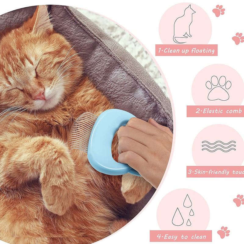 2 Pcs Cat Combs, Soft Fine Teeth Cat Hair Comb Pet Massage Comb, Short Long Hair Removal Massage Cat Shell Comb, Dog Cat Deshedding Brush Grooming Comb for Shedding Matted Fur, Knots & Tangles (blue) blue - PawsPlanet Australia