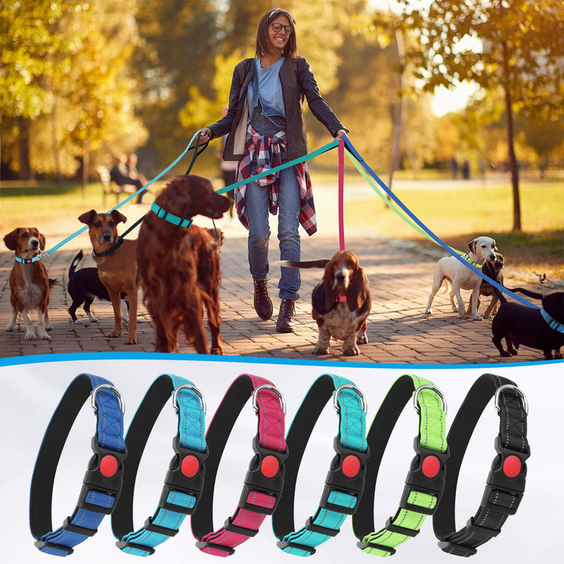 6 Sets Reflective Dog Leash and Collar Set, Nylon Leashes Adjustable Dog Collar Heavy Duty Padded Handle Leash for Small Medium Large Dogs Walking Training(Stylish Color) Stylish Color - PawsPlanet Australia