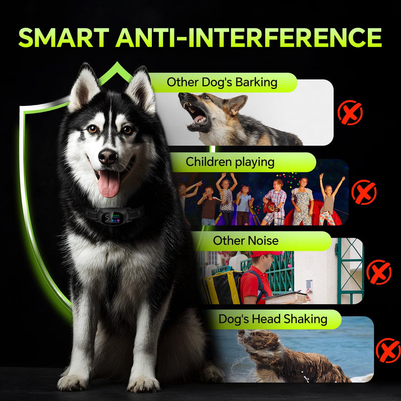 Dog Bark Collar with Remote – 2-in-1 Automatic & Manual Modes, Smart Anti Bark Dog Training Collar with Beep, Vibration & Shock, 330FT Range, IP67 Waterproof, Rechargeable (8-150lbs) BLACK