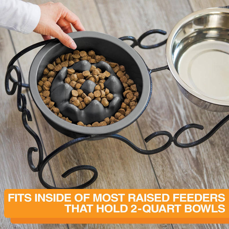 The Niner Slow Feed Bowl - Raised Peaks Slow Down Pets Eating - Fits Elevated Feeders Including Neater Feeder Large Sizes - Gentle on Teeth and Gums - Holds up to 2 Cups (Gunmetal Grey) Gunmetal Grey - PawsPlanet Australia
