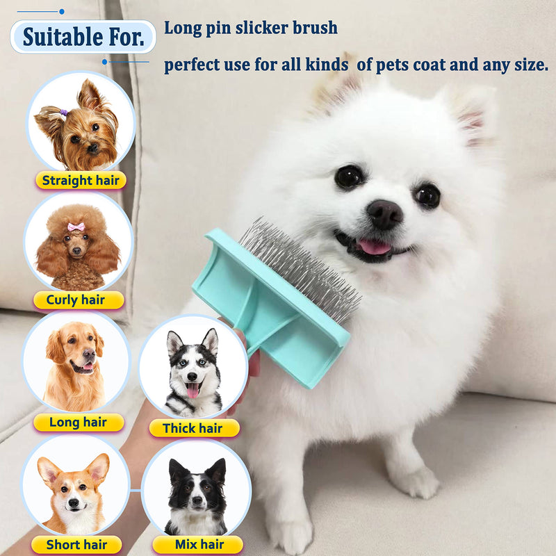 10inches Large Long Wide Tooth Metal Grooming Comb and Slicker Brush for Long Thick Coat Dogs and Cats.