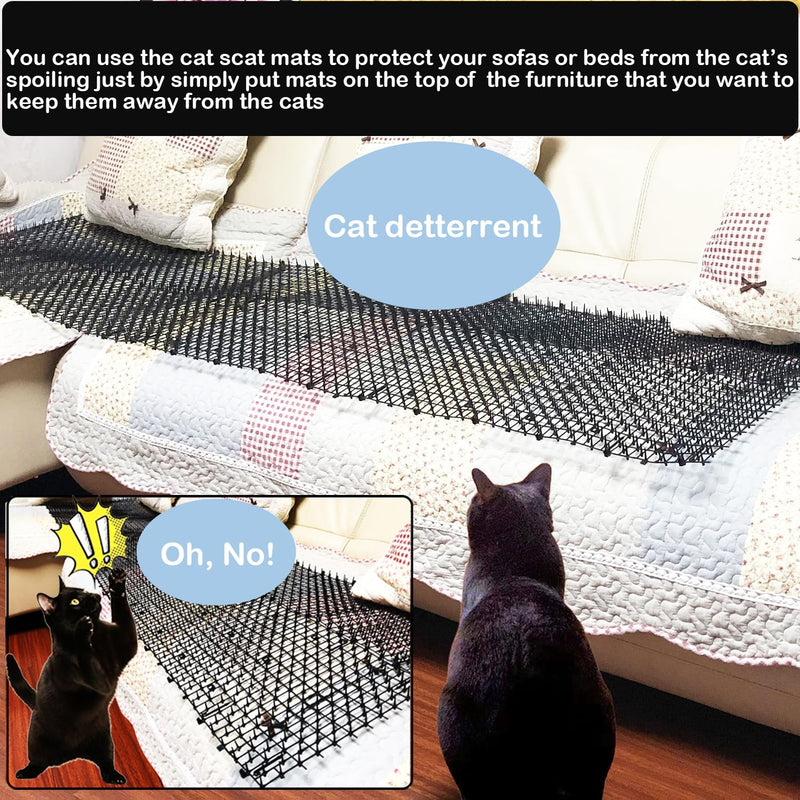 VTEDU Cat Bed Mat Indoor & Outdoor, Cat Deterrent Mat Cat Repellent Mat, Cat Scat Mat(6.5ft), Scat Mats for Dogs - Cat Spikes with 8 Staples for Garden, Black - PawsPlanet Australia