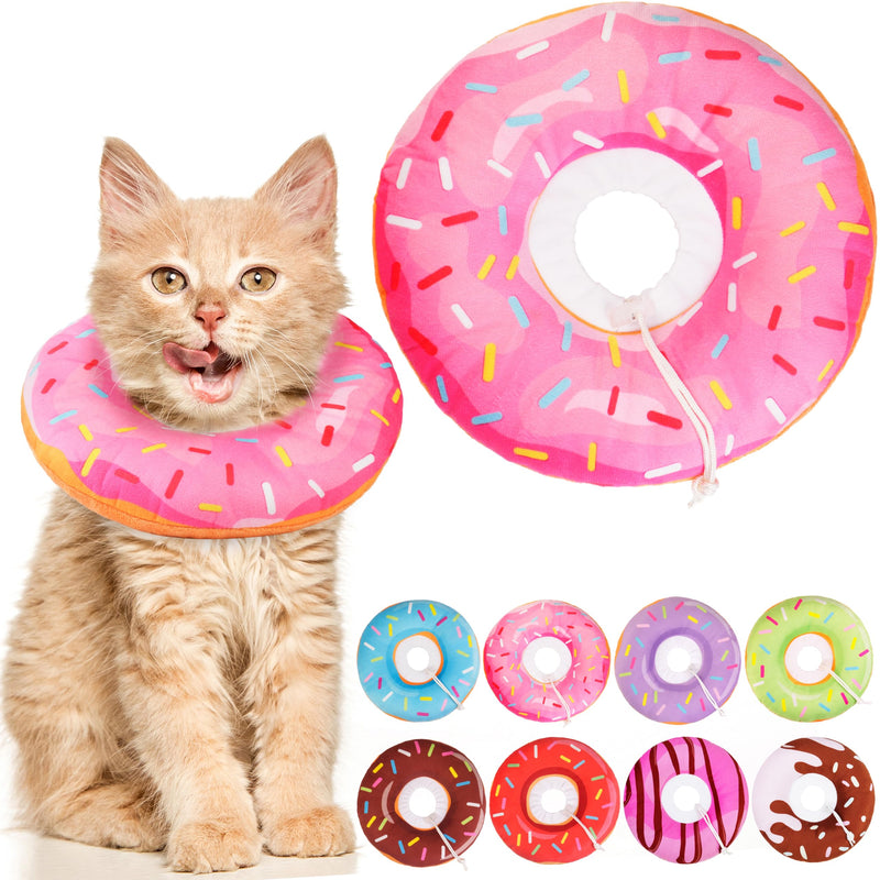Cat Cone Collar Soft, Adjustable Cat Recovery Collars Spay Cones to Stop Licking, Cute Kittens Donut E Collar After Surgery, Anti-Lick Wound Healing Elizabetan Collars for Kittens (Pink, Small) Pink