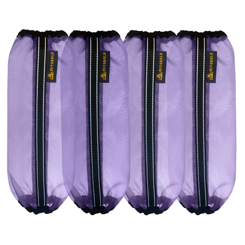 Fly Boots for Horses Set of 4,Universal Size Fine Mesh Horse Fly Boots with Nylon Stays,Fly Leggings for Horses with Fleece Trimming and Reflective Webbing Purple