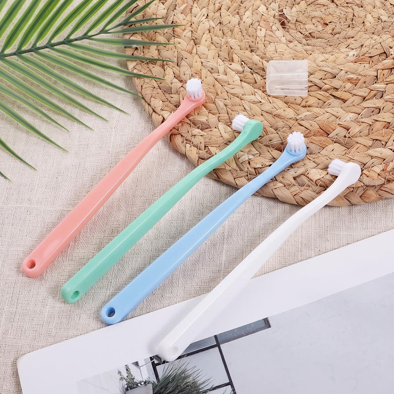 4pcs Small Dog & Cat Toothbrush, Pet Toothbrush Mini Head Soft Tooth Brush Deep Clean Puppy Tooth Brushing Kit for Small to Large Dogs Cats Portable Travel Friendly and Easy to Use