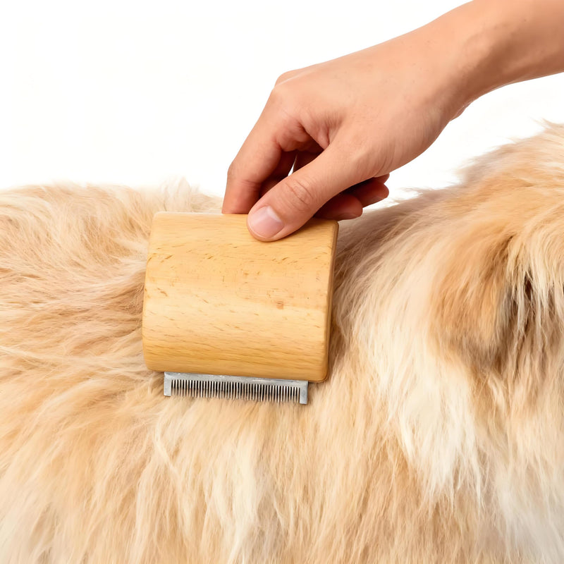 3.15in Pet Grooming Brush & Deshedding Brush for Dogs Cats- Gentle & Effective Wooden Pet Hair Removal Tool for Dogs, Cats to Reduces Shedding,Remove Undercoat