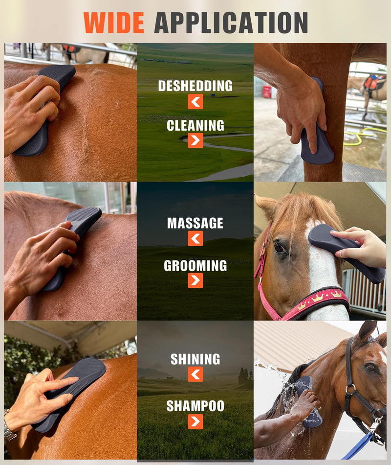 Shedding Blade for Horses Tool - Horse Brush for Deshedding Grooming Bathing, Multi-Functional Rubber Grooming Kit for Horses, Dogs, Cows and Goats(Navy Blue) navy blue