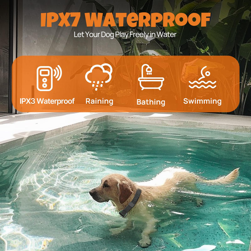 KITPLUS Wireless Dog Fence System, Electric Fence for Dogs, 4-in-1 Dog Training Collar with Remote, Bark Reminder, Status Monitor, IPX7 Waterproof Receiver for Medium Large Dogs Outdoor Use Green