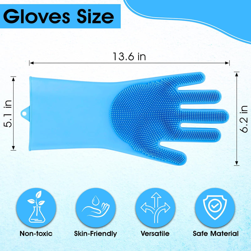 Pet Grooming Gloves, Dog Washing Gloves with High-Density Teeth, Silicone Dog Bathing Gloves with Enhanced Five Finger Design, Bathing and Massaging for Dogs and Cats (Blue) Blue - PawsPlanet Australia