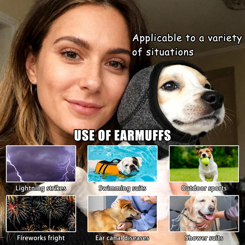 Dog Snood Swim Ear Protectors,Dog Ear Cover for Anxiety Relief,Waterproof Adjustable Cat Dog Shower Wrap,Quiet Dogs Calming Hood Ear Head for Anxiety Relief,Swimming,Grooming (Gray, M)