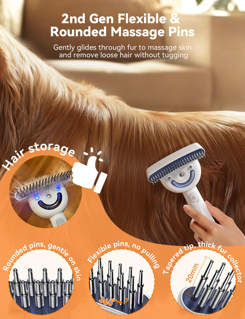 Dog Brush for Shedding with Steam, Dog Brush for Long Haired Dogs and Cats, Dual-Sided Dematting and Deshedding, Safe Non-Deforming Steel Pins, for Medium-Thick Coats Prone to Tangles & Shedding - PawsPlanet Australia