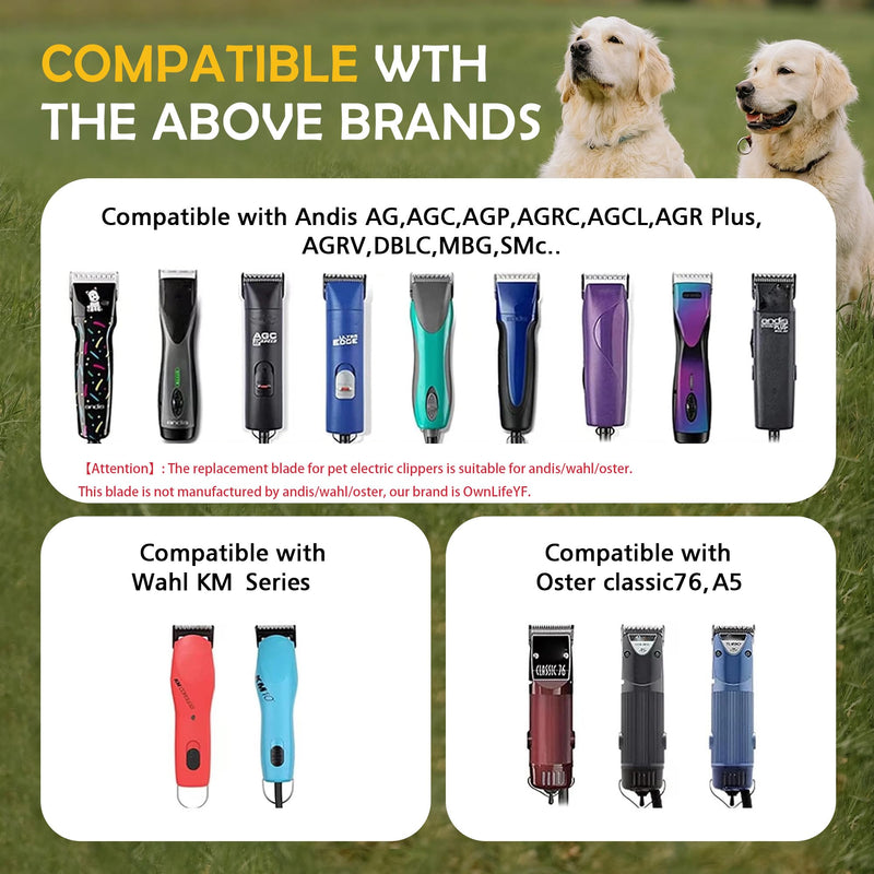 Steel Detachable Pet Clipper Blade 7F 3.2mm 1/8'' Compatible with Andis/Oster/Wahl A5 Dog Grooming Clippers, Made Using Japanese High Carbon Steel