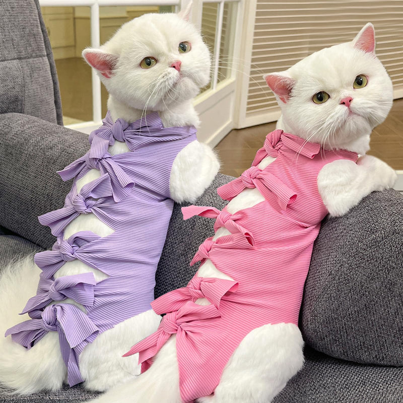 2 Pcs Cat Recovery Suit, Soft Post Surgery Onesie, Anti Licking for Abdominal Wounds, E-Collar Alternative