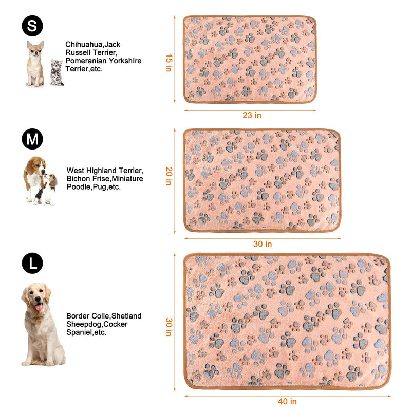 3 Pack Cat and Dog Blanket Soft & Warm Fleece Flannel Sleep Mat, Great Pet Throw for Puppy, Cats, Small, Medium & Large Dogs(Large 40" x 30") Brown/Pink/White large (40"*30") - PawsPlanet Australia