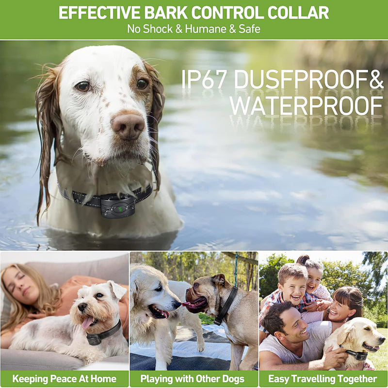 2 Pack Rechargeable Dog Bark Collar, Anti Barking Collar with 5 Sensitivity, No Shock Bark Collar with Vibration&5 Variable Beep, IP67 Waterproof Smart Bark Training Collar for Large Medium Small Dogs - PawsPlanet Australia