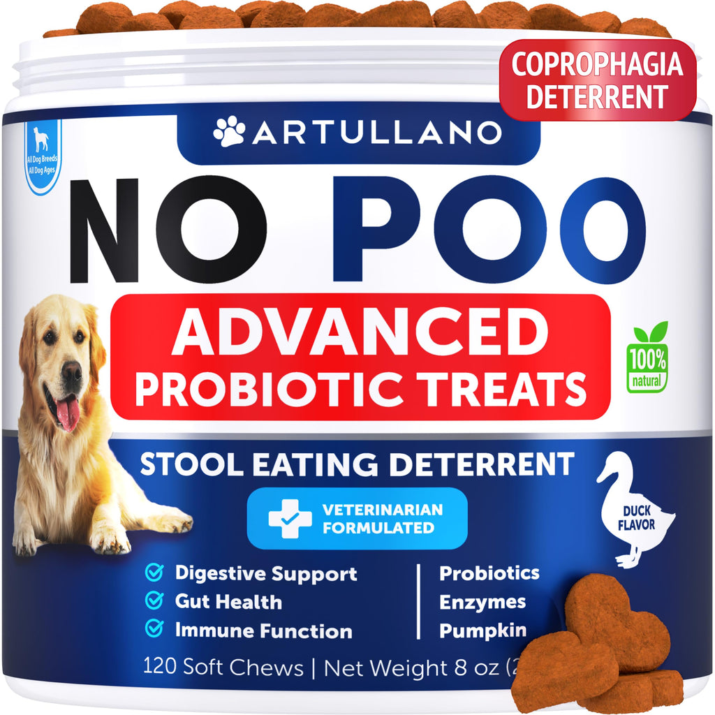 No Poo Chews for Dogs - Coprophagia Stool Eating Deterrent for Dogs - Prevent Dog from Eating Poop - Stop Eating Poop for Dogs with Probiotics & Digestive Enzymes - Forbid for Dogs No Poo Treats 120 Treats