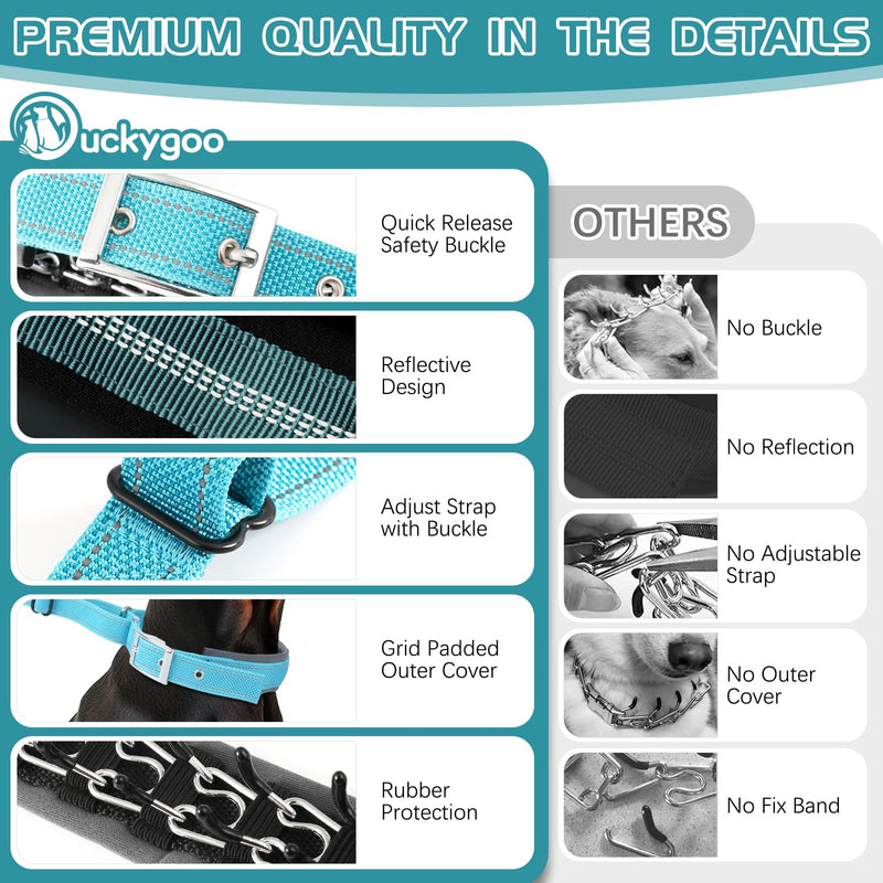 Adjustable No Pull Dog Collar - Heavy Duty Martingale Slip Collar with Reflective Widened Nylon & Metal Buckle for Training Walking Hunting (Small/Medium/Large Dogs),Blue,L L Blue - PawsPlanet Australia