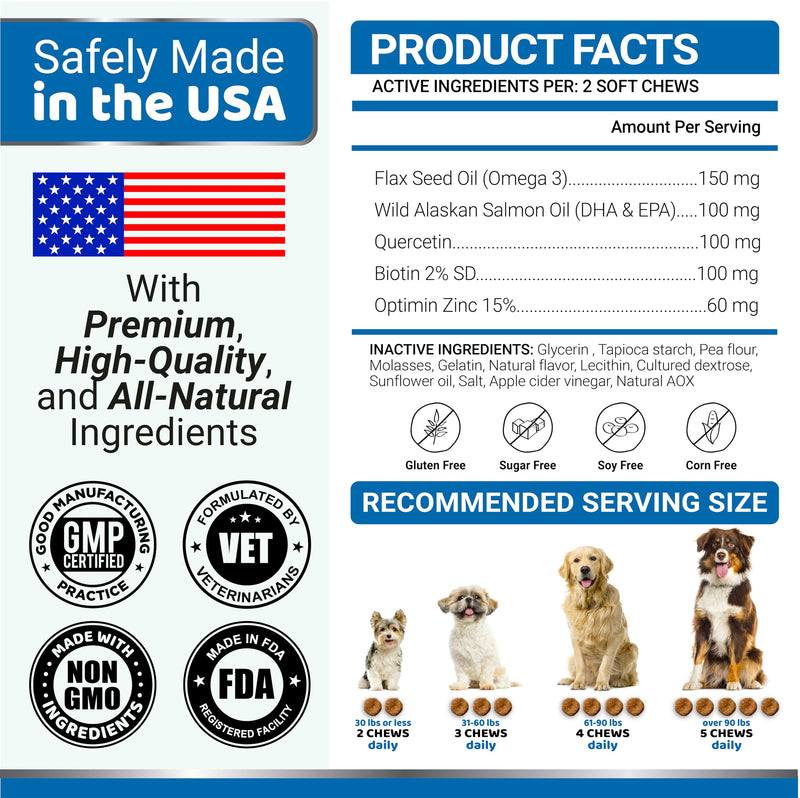 Omega 3 Fish Oil for Dogs - 170 Chews - Skin and Coat Supplement - Omega 3 for Dogs - Dry & Itchy Skin Relief Treatment - Allergy Support - Dog Anti Shedding Treats - Shiny Coats - EPA & DHA - Salmon - PawsPlanet Australia