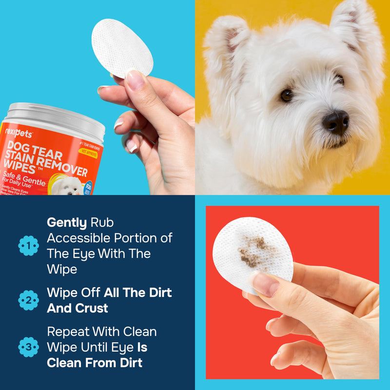 Dog Eye Wipes - Tear Stain Remover for Dogs - Remove Discharge & Mucus Secretions - 100 Soft Presoaked & Textured Eye & Face Wipes - PawsPlanet Australia