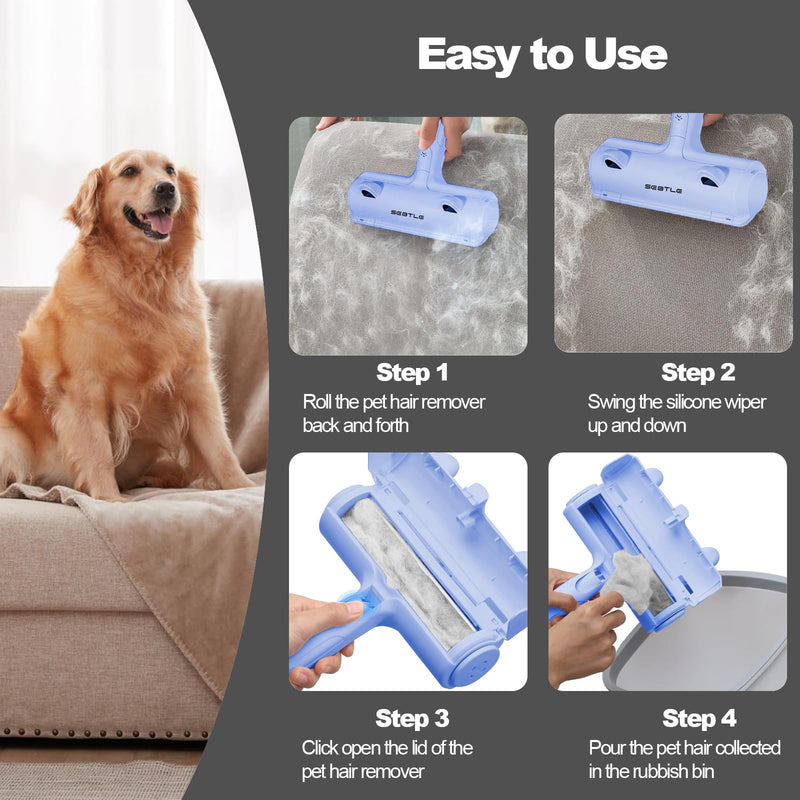 Pet Hair Remover Roller,Reusable Animal Hair Removal Brush for Dogs and Cats,Lint Remover Easy to Clean Pet Fur from Carpet,Sofa,Bedding,Furniture and Rugs,Blue Blue - PawsPlanet Australia