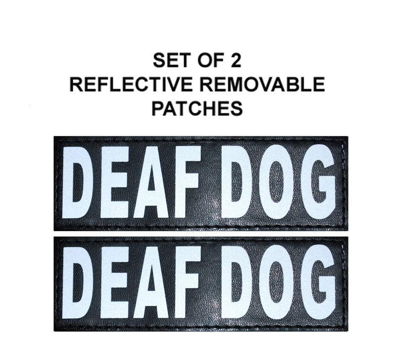Doggie Stylz Set of 2 Reflective Deaf Dog Removable Patches with Hook Backing for Working Dog Harnesses & Vests. Durable and Interchangeable - Comes in 3 Sizes Small, Medium and Large Small 3"x1" - PawsPlanet Australia