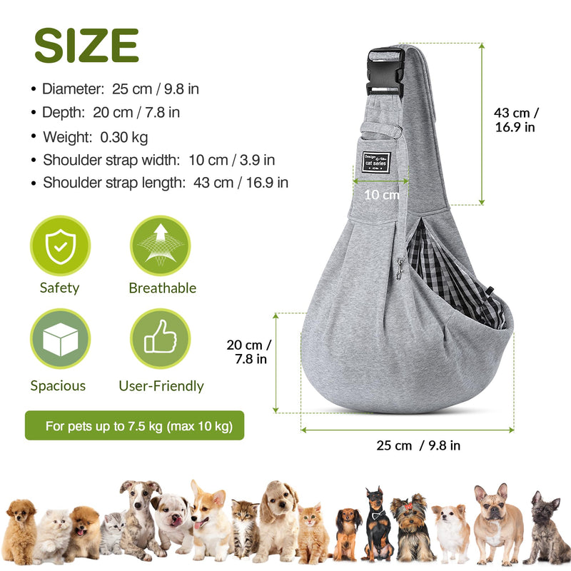 ALLSOPETS Pet Carrier Bag Dog Carrier Sling Reversible Puppy Carrier Purse with Storage Pocket Hand-Free Pet Sling Carrier for Carry Small Dogs Cats Suitable for Travel Outdoor (Light Grey) Light Grey - PawsPlanet Australia
