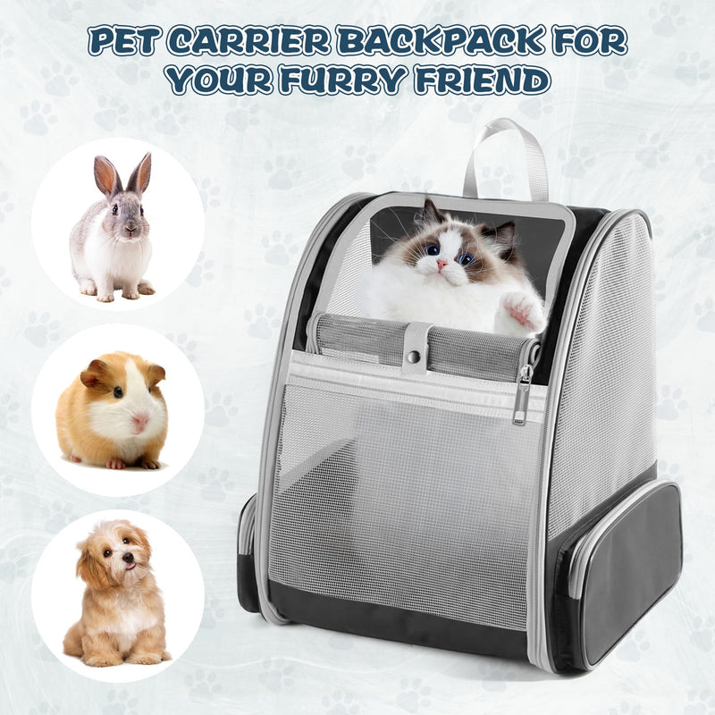 Cat Backpack Carrier, Pet Backpack Carrier Cats and Small Dogs, Collapsible Fully Ventilation Cat Backpack for Outdoors Hiking Camping Travel(up to 16.5lbs) - PawsPlanet Australia