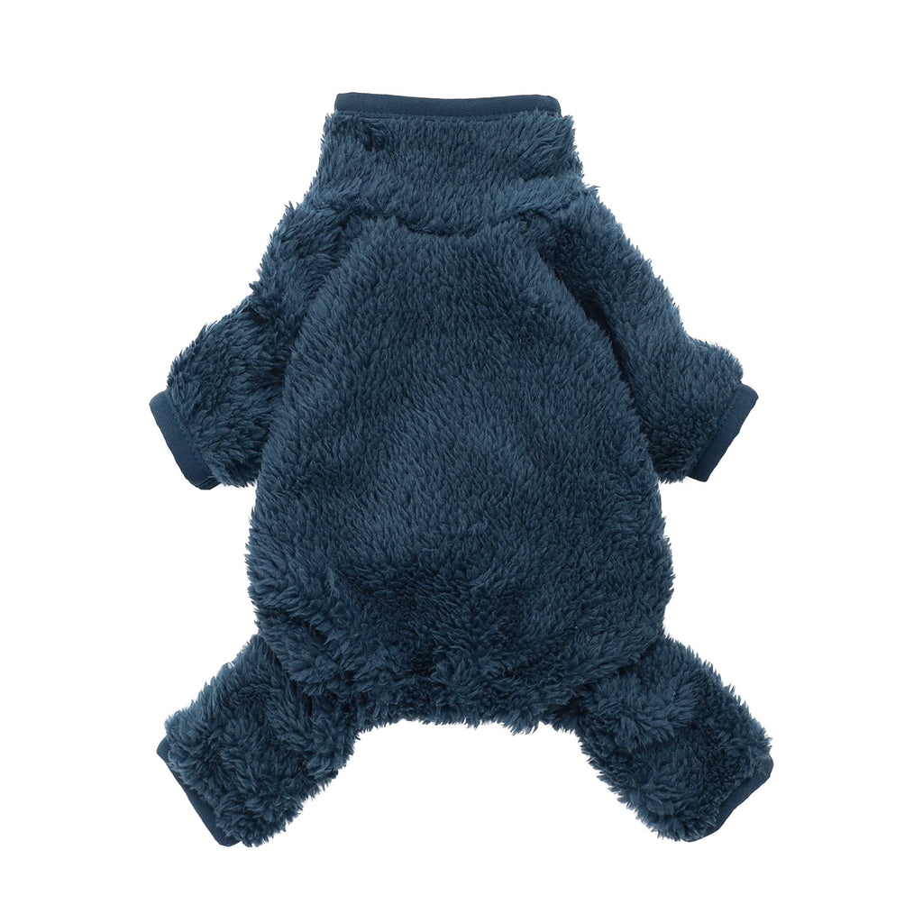 Fitwarm Dog Fuzzy Velvet Pajamas, Dog Winter Clothes for Small Dogs Boy Girl, Pet Jumpsuit, Doggy Apparel, Navy Blue, Medium